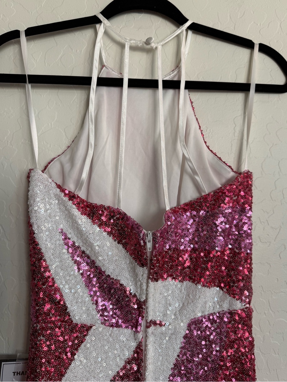 B. DARLIN NWT Sequin Halter Maxi Dress Pink White Size 3/4 Prom Pageant - Picture 8 of 12